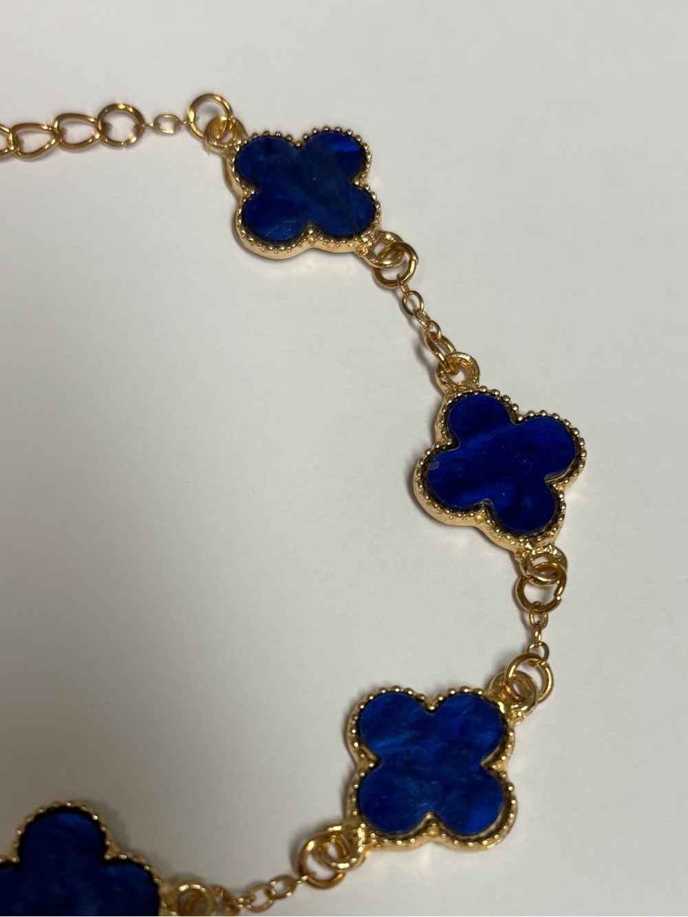 Blue enamel clover bracelet - Picture 2 of 3